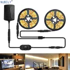 Диммируемая Светодиодная лента, белый, синий, теплый белый свет, 10 м, 2835, Светодиодная лента для макияжа, стола, кабинета, шкафа, 3000K, 6000K, белый диммер