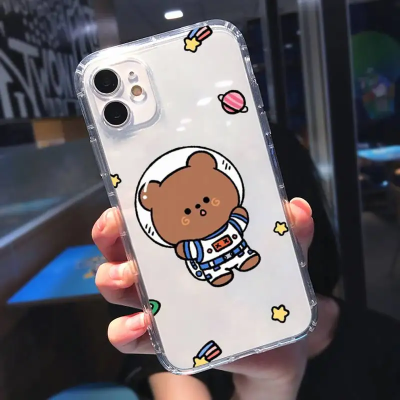 

Cute Cartoon Astronaut Planet Phone Case Transparent soft For iphone 5 5s 5c se 6 6s 7 8 11 12 plus mini x xs xr pro max