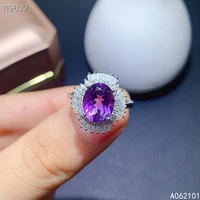 kjjeaxcmy fine jewelry s925 sterling silver inlaid amethyst new girl fashion ring support test chinese style hot selling