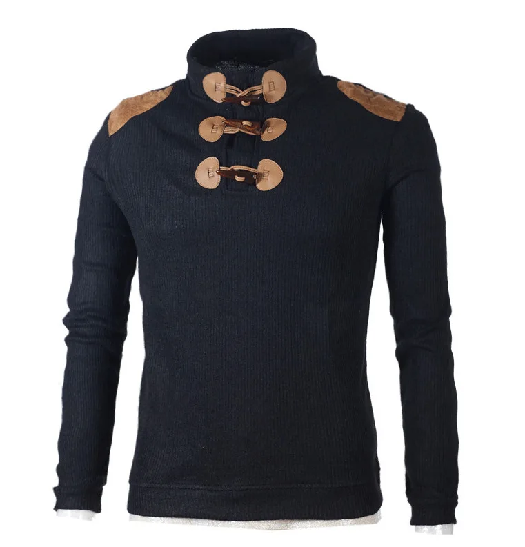 

Мужской свитер с воротником-стойкой, плотный вязаный пуловер контрастной расцветки, в студенческом стиле, 2021