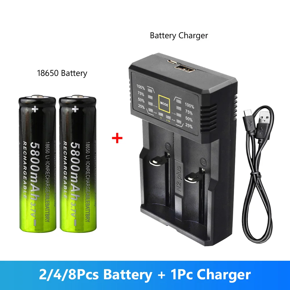 2 шт. 18650 батарея 5800mAh 3 7 V литий ионная аккумуляторная высокой мощности для