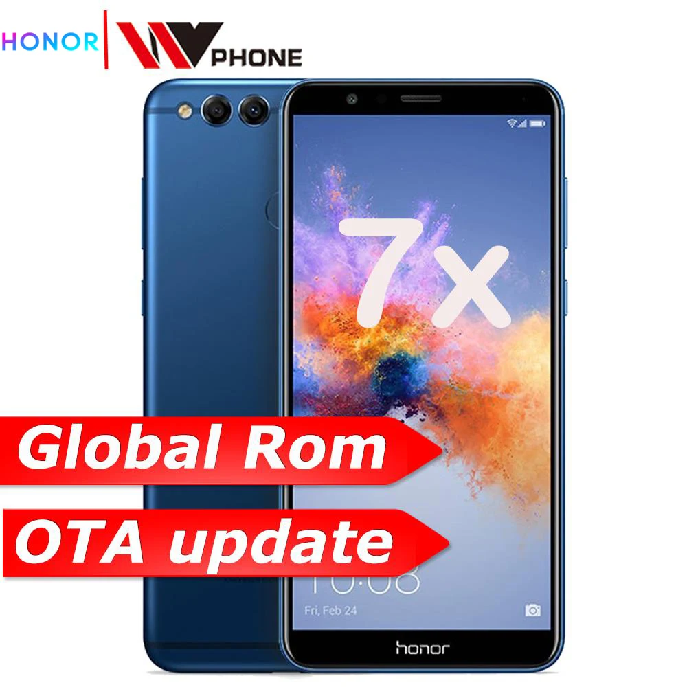 Honor 7X мобильный телефон Восьмиядерный двойная камера заднего вида 3340mAh 5,93 дюймов 2160*1080P отпечаток пальца