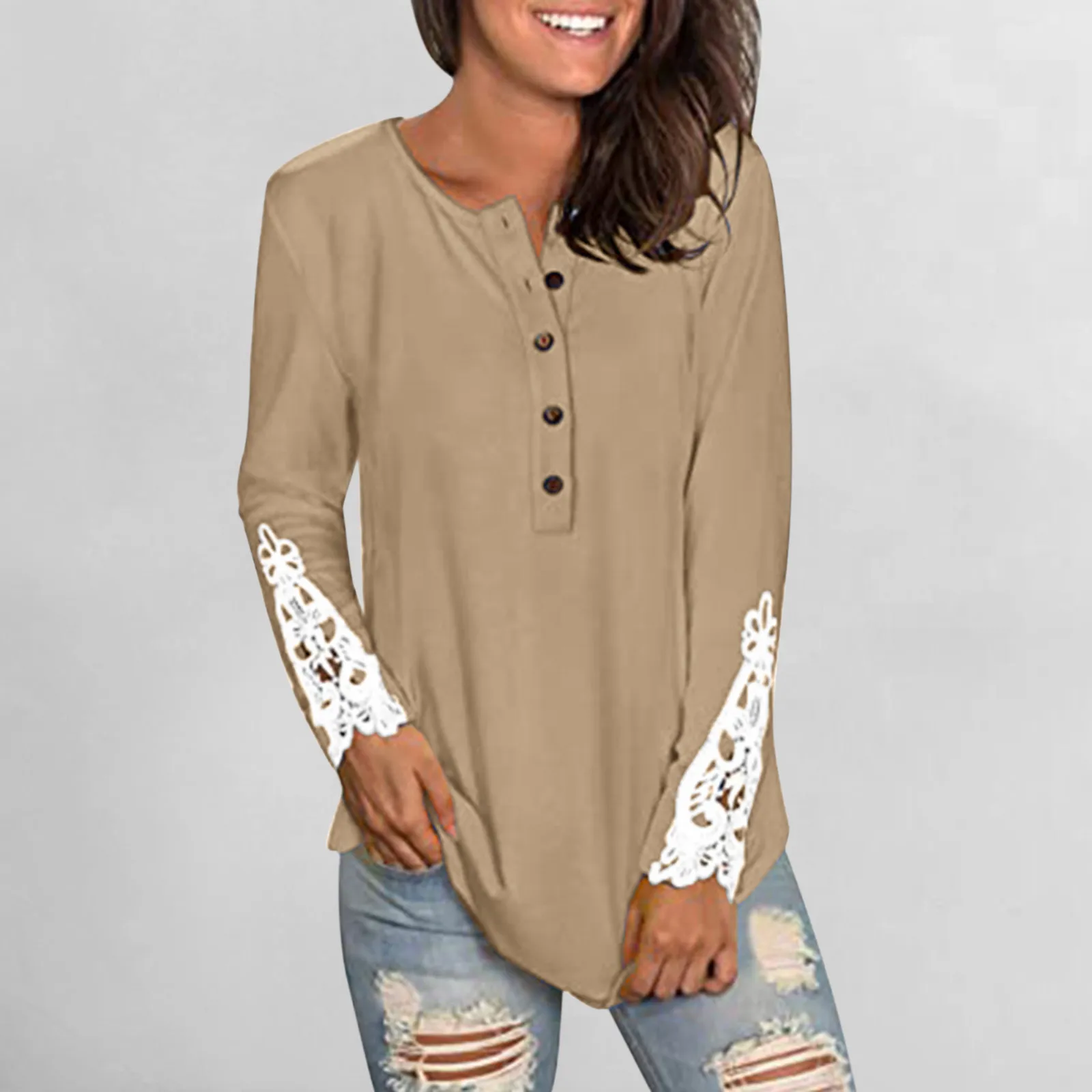 Новинка модная женская кружевная блузка Сексуальная Ажурная рубашка с вышивкой