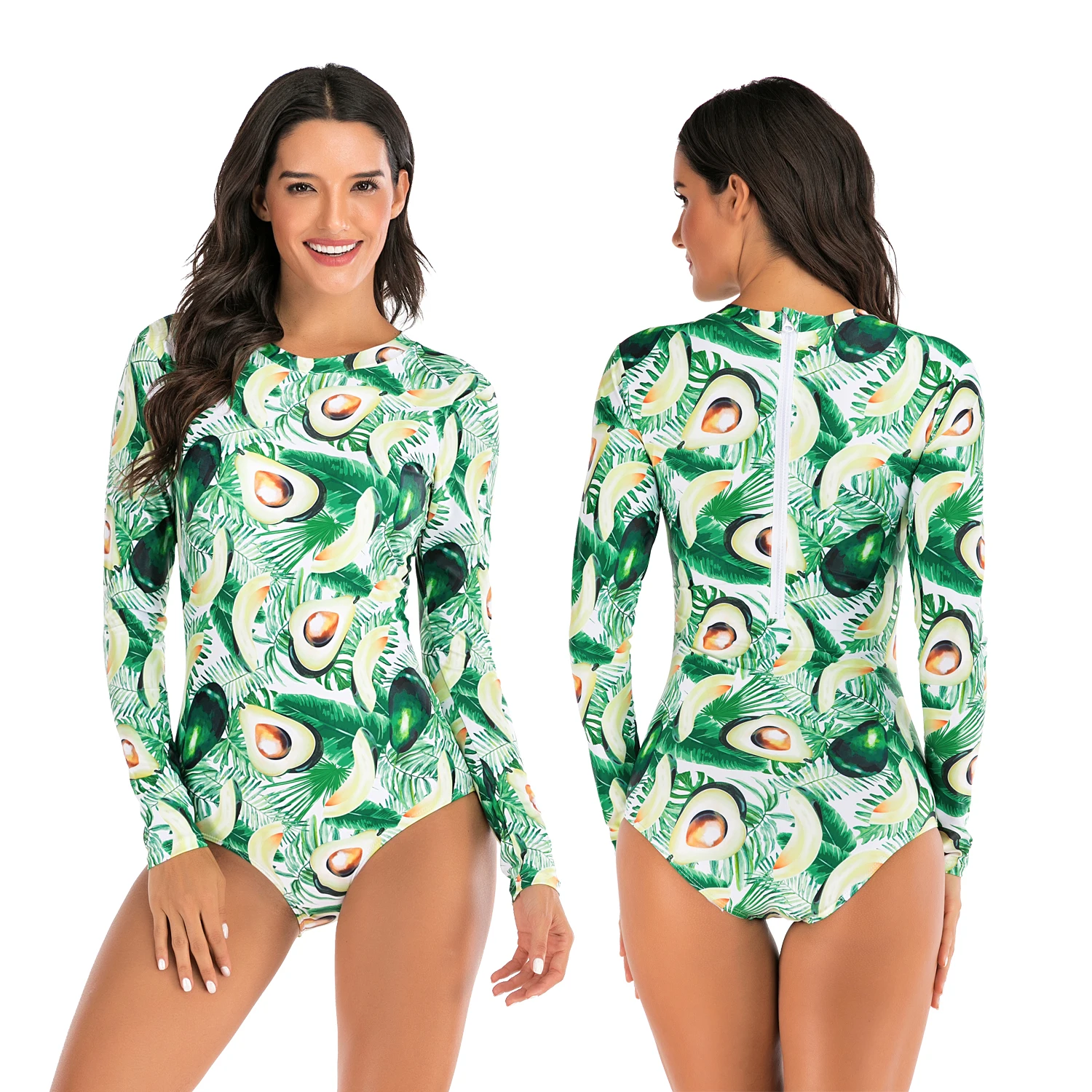 Rashguard Цельный Солнцезащитный купальный костюм с длинным рукавом на молнии