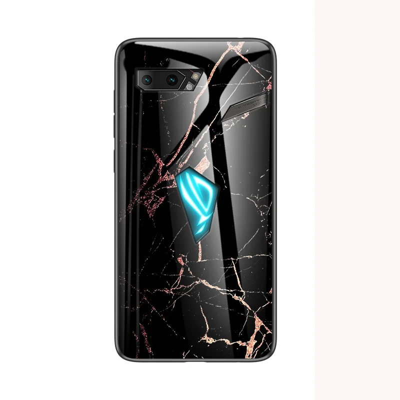Чехол для Asus ROG Phone 2 ZS660KL, роскошный стеклянный мраморный стеклянный гибридный мягкий силиконовый Жесткий Чехол для Asus ROG 2, чехол для телефона - Цвет: 5