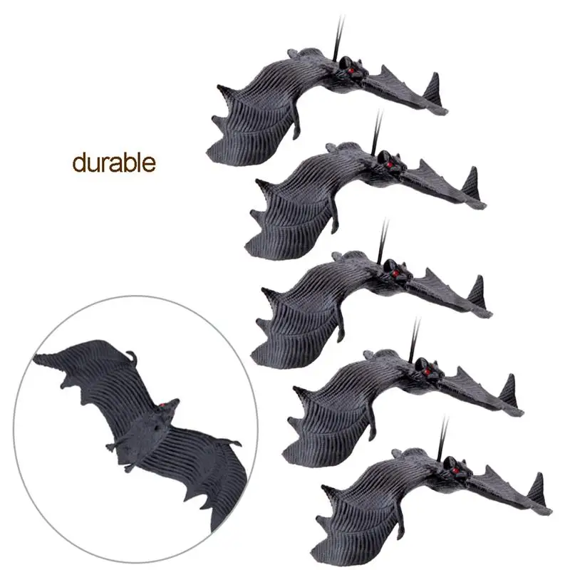 5 шт. Хэллоуин летучая мышь реалистичные Висячие летучие мыши резиновые страшные