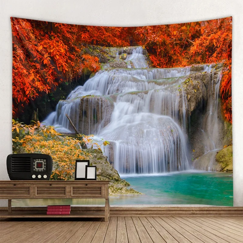 Размера плюс настенный гобелен красивый лес подвесной водопад Hd декорации
