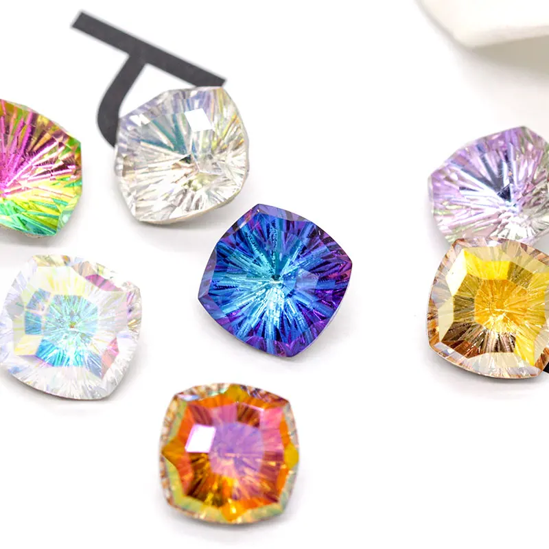 Камни с острым основанием 10 мм квадратные кристаллы DIY клей для ногтей цветные