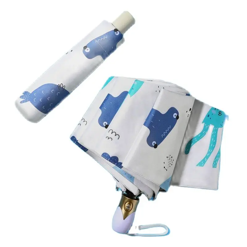 

Cute Umbrella Women Sunny Rain Dual-use Three Fold Umbrella Female Reinforcement Folding Rain Parasol Umbrella