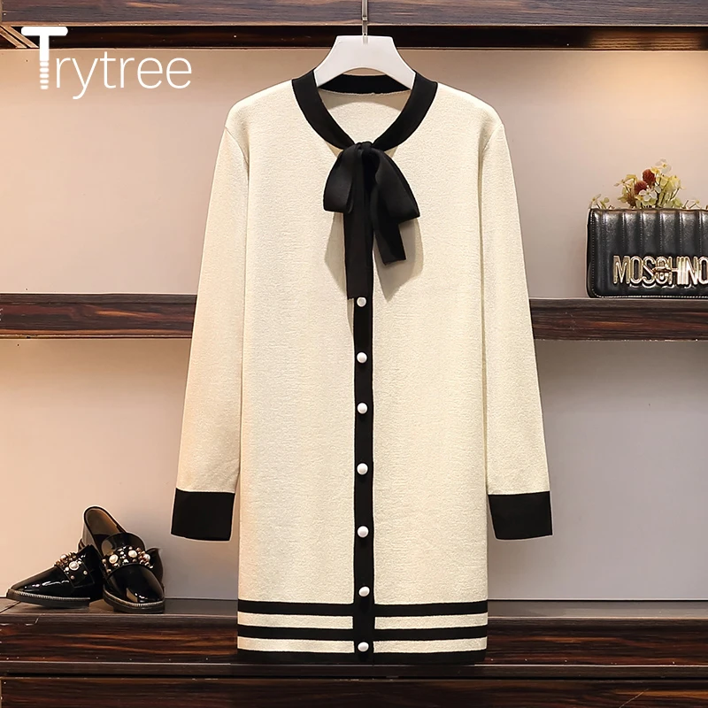 Trytree осенне-зимнее женское Повседневное платье с круглым вырезом полиэстеровое