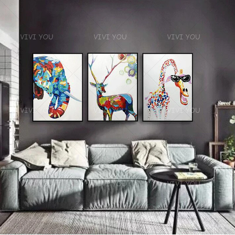 Лучший художественный красочный милый животный белый фон масляная живопись на