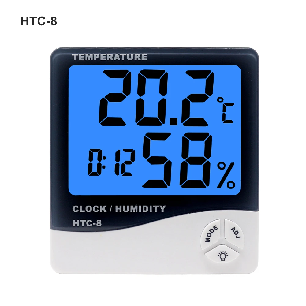 HTC-1 HTC-8, цифровой термометр, гигрометр, метеостанция, будильник, настенный электронный измеритель температуры и влажности