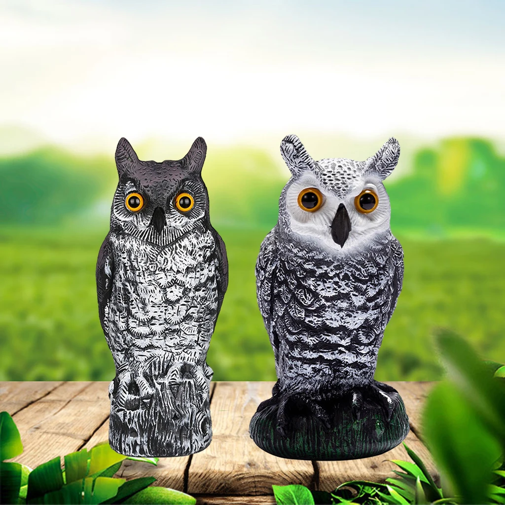 

2PCS Owl Scarecrow Sculpture Bird Scarecrow Fake Horned Owl Decoy for Garden Yard Outdoor Scare Birds and Other Pests