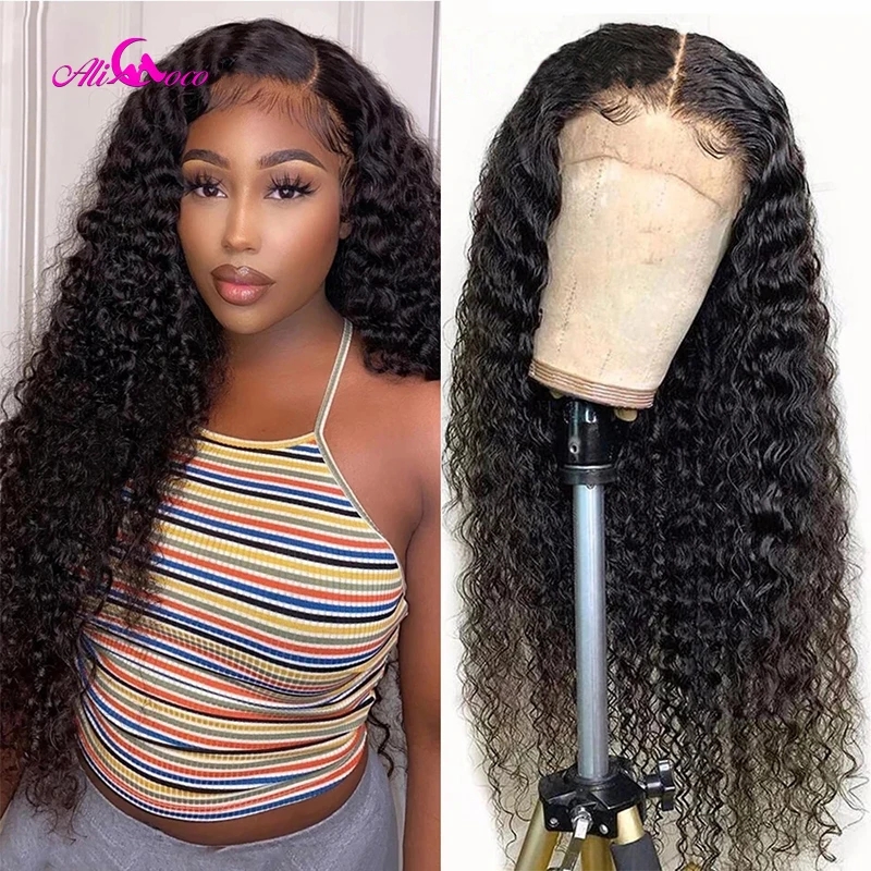 

13X4 30 Lace Front Human Hair Wigs Brazilian Deep Curly Pre Plucked With Baby Hair Deep Jerry Curl 200 Density Lace Frontal Wig