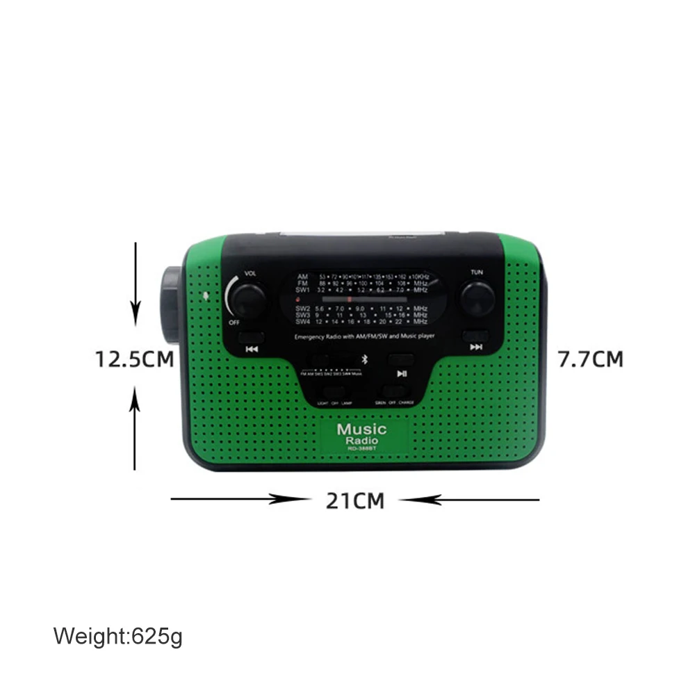 Emergency torch Outdoor FM Solar Radio Hand Crank Powerful LED Flashlight Electric Torch Dynamo Lamp Bright Bluetooth TF | Электроника