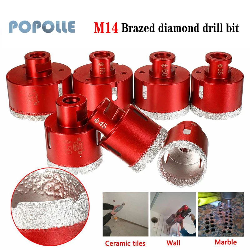 Piopolle Tile Hole Saw 6-70 Mm Diamond Core M14 Thread Cutting Head Electric Drill Tool for Concrete Granite Marble Tiles