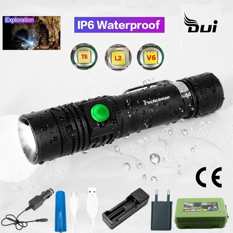 Светодиодный фонарь DUI перезаряжаемый от USB-аккумулятора водонепроницаемый