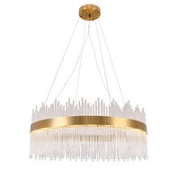 modern luxury led chandeliers clear crystal glass tubes lampshade creative round villa living room restaurant lighting fixture