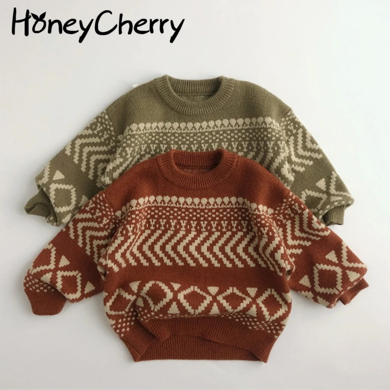 

Свитер в стиле ретро; Пуловер; Жаккардовый дизайн; Детский свитер; Пальто; Детский свитер; Свитера для маленьких мальчиков; Свитера для мален...