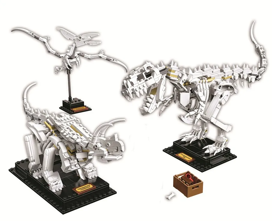 

20191 910 pcs Dinosaur Fossils Idea Series Building Blocks Bricks Educational Toys Birthday Gifts For Kid