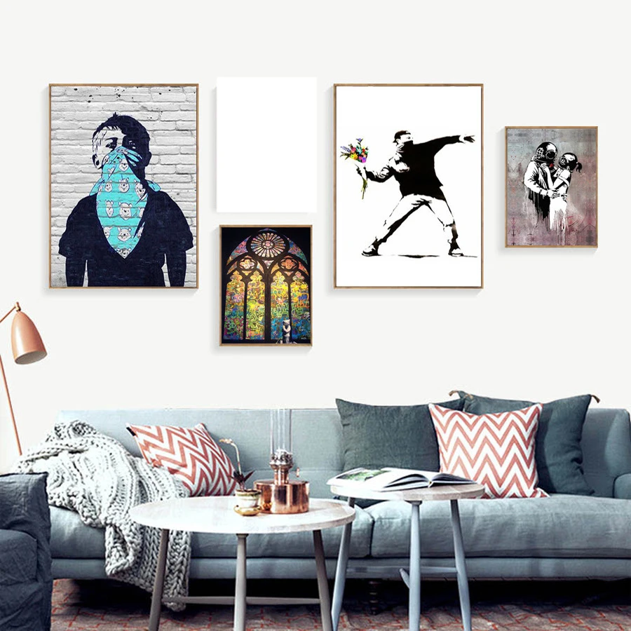 Картина на стену Бэнкси Граффити принты модульный Холст плакат картина