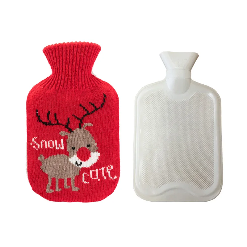 1000 мл Рождественская сумка для горячей воды грелка рук с водой вязаная шапка