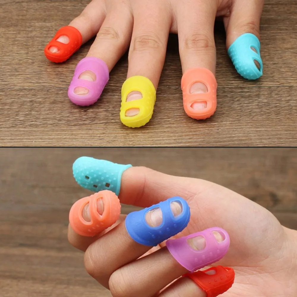 

5 Pcs/Set Finger Thimbles Sleeve Anti-scald Silicone Gloves Playing Guitar Finger Protection DIY Craft Glove Sewing Cooking Tool