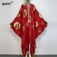 winyi 2021 sexy see through gilding long kimono stitch robe sexy femme loose cardigan women beach cover up dress for beach
