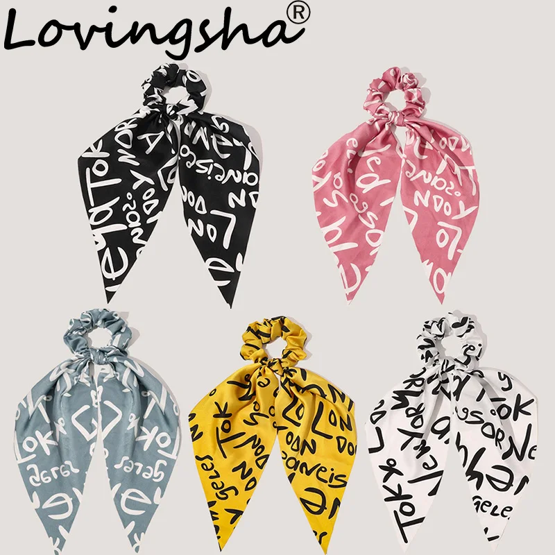 Женская лента LOVINGSHA, аксессуары для волос с буквами, фирменные резинки для волос, хвост, Женская веревка с держателем FC256