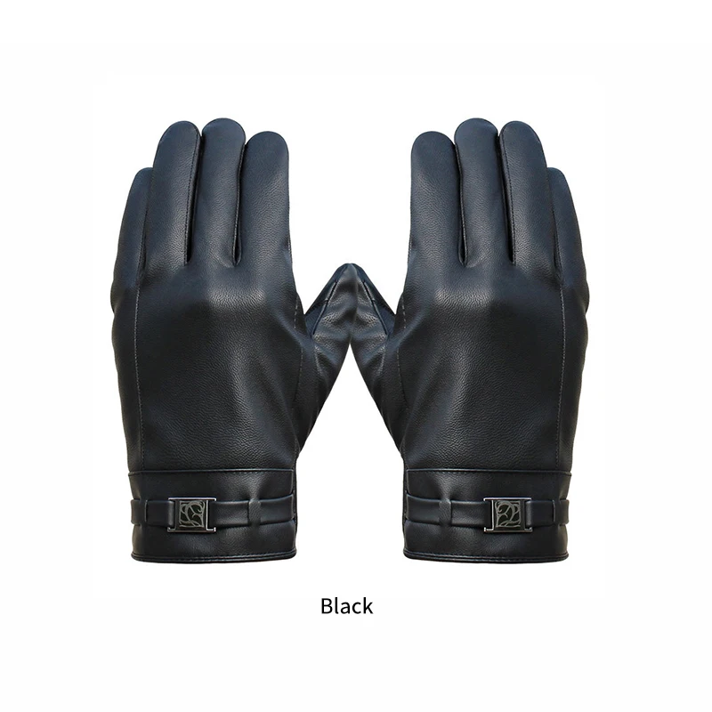 

Men's Winter Gloves Washed Leather Touch Screen Warm Gloves Windfproof Riding Plus Velvet Business Mittens Elegant