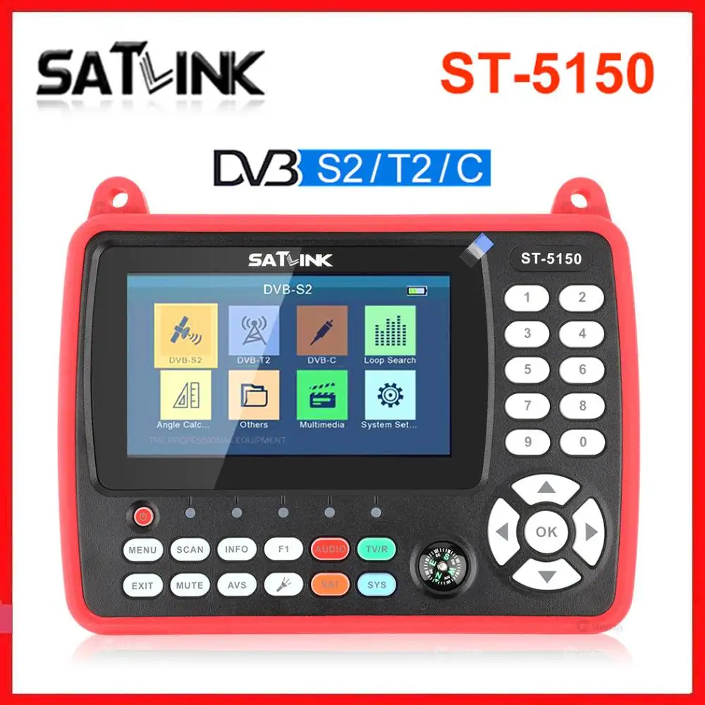 Original SATLINK ST-5150 DVB-S2/T2/C COMBO HD Satellite Finder Meter HEVC MPEG-4 Supports H265 (8bit) QPSK 8PSK 16APSK 4.3 Inch