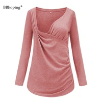 womens maternity tops v neck long sleeve pregnant clothing casual soft tunic beastfeeding cover maternity blouses autumn winter