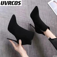 small ankle boots women 2022 new autumnwinter korean all match sexy black stiletto pointed high heels martin boots