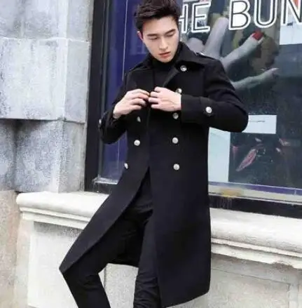 M 4XL Новая Мужская модная одежда в Корейском стиле утепленная Длинная шерстяная