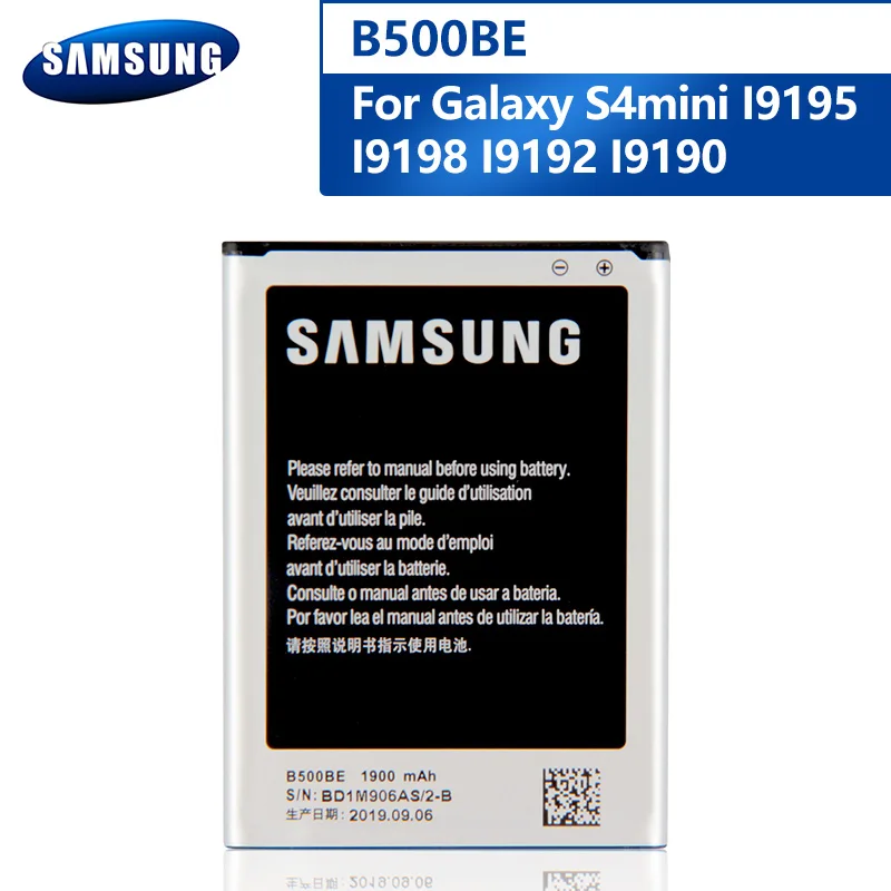 Оригинальный аккумулятор B500BE для Samsung GALAXY S4 Mini I9190 I9192 I9195 I9198 S4Mini 3Pin B500AE Сменный