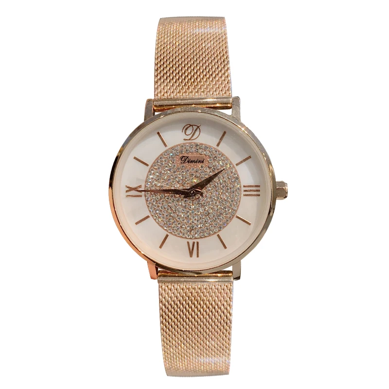 

NEW rose gold female watch shell Roman scale stainless steel iron mesh belt watch durable wristwath reloj erkek kol saati 2019