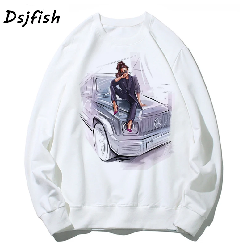 Женские толстовки swaetshirts vogue beauty sexy girl drink wine hoodie Белый мультяшный принт женский