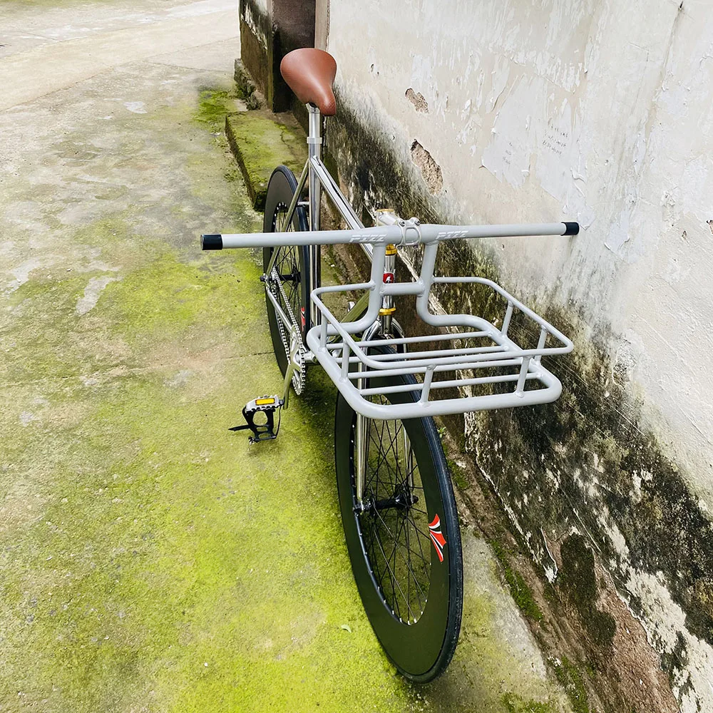 Дорожный велосипед 700C с серебристой рамой стальной 52 см 48 фиксированная шестерня