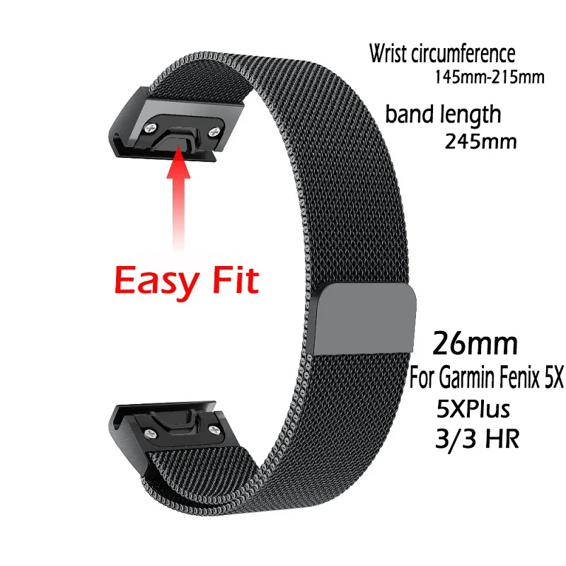 only strap 26 мм ремешок из нержавеющей стали для Garmin Fenix 5X/5 XPlus/3/3HR/D2 Bravo/Quaitx3 металлические звенья Браслет Смарт часы ремешок Correa - Цвет: only strap