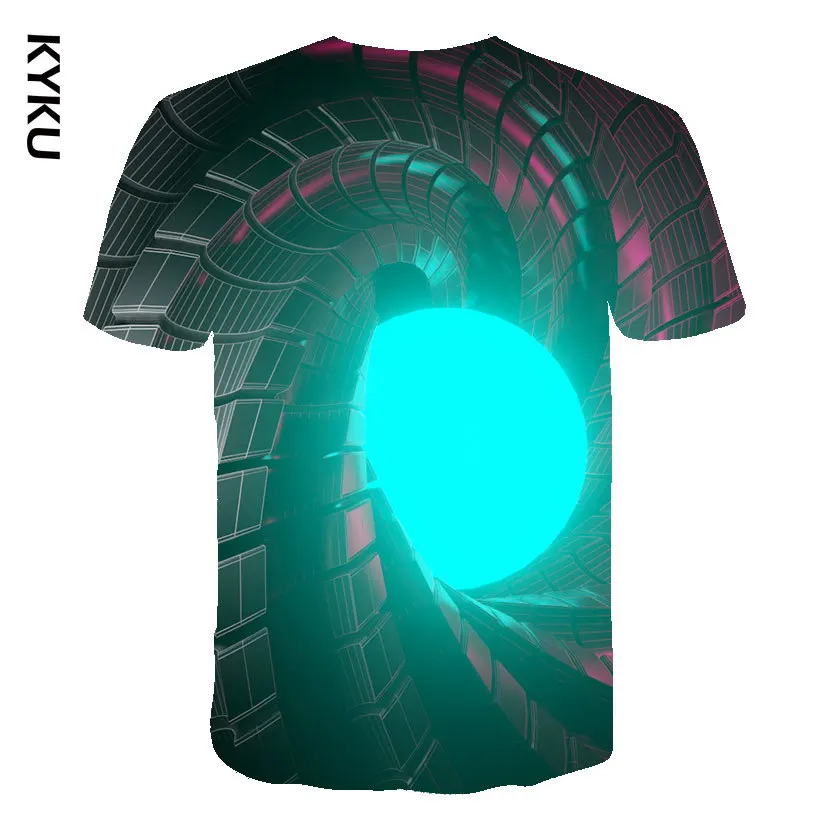 

KYKU New Psychedelic Geometric t shirt 6XL Dizziness 3D Print T shirt Men Short Sleeve Summer Funny Casual Men T-Shirts 6XL