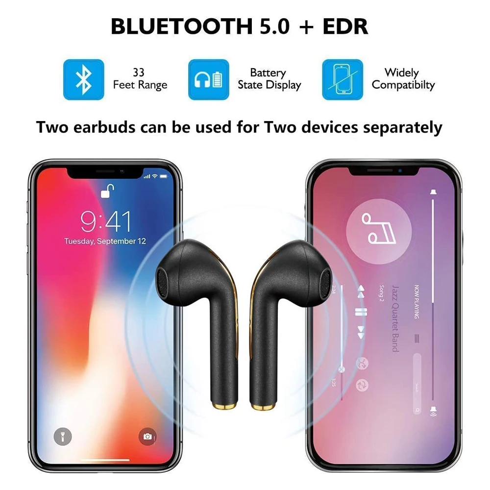 TWS Bluetooth 5 Headphones EDR Binaural Touch IPX7 Waterproof In Ear Sport Earphone For IOS Android Stereo True Wireless Headset |