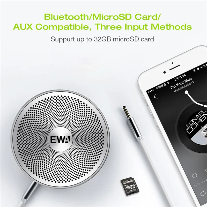 Портативная беспроводная Bluetooth-Колонка EWA A2Pro 8 Вт сабвуфер водонепроницаемая