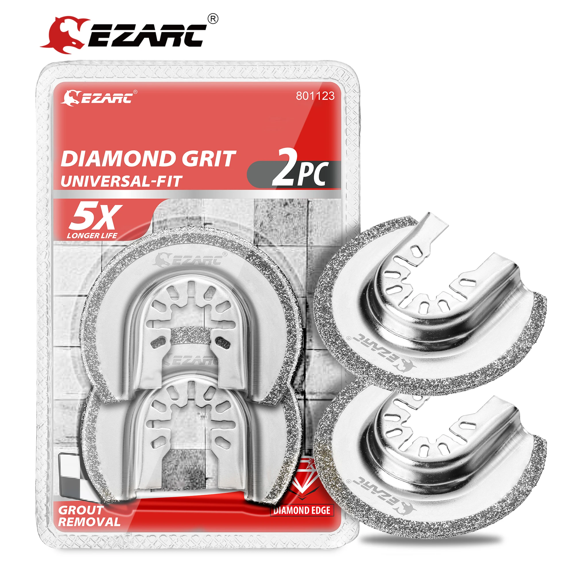 

EZARC 2Pcs Oscillating Multi Tool Semi Circle Diamond Blades, Diamond Mortar Cutting Saw Blade for Grout Removal, Soft Tile Cut