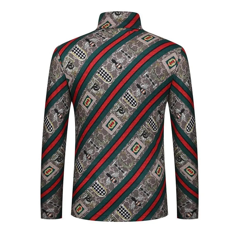 

Autumn and winter new male high collar plus velvet thick long sleeve t-shirt