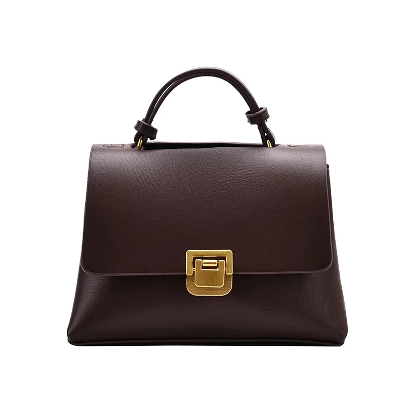 

2021 New Vintage Solid Color Tote Bag Quality PU Leather Women's Designer Handbags High Capacity Fashion Shoulder Crossbody Bags