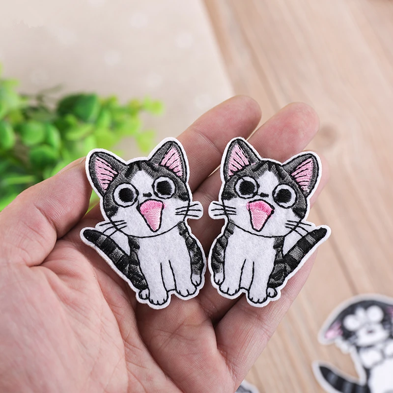 Нашивки для одежды с вышивкой в виде кота 5 видов