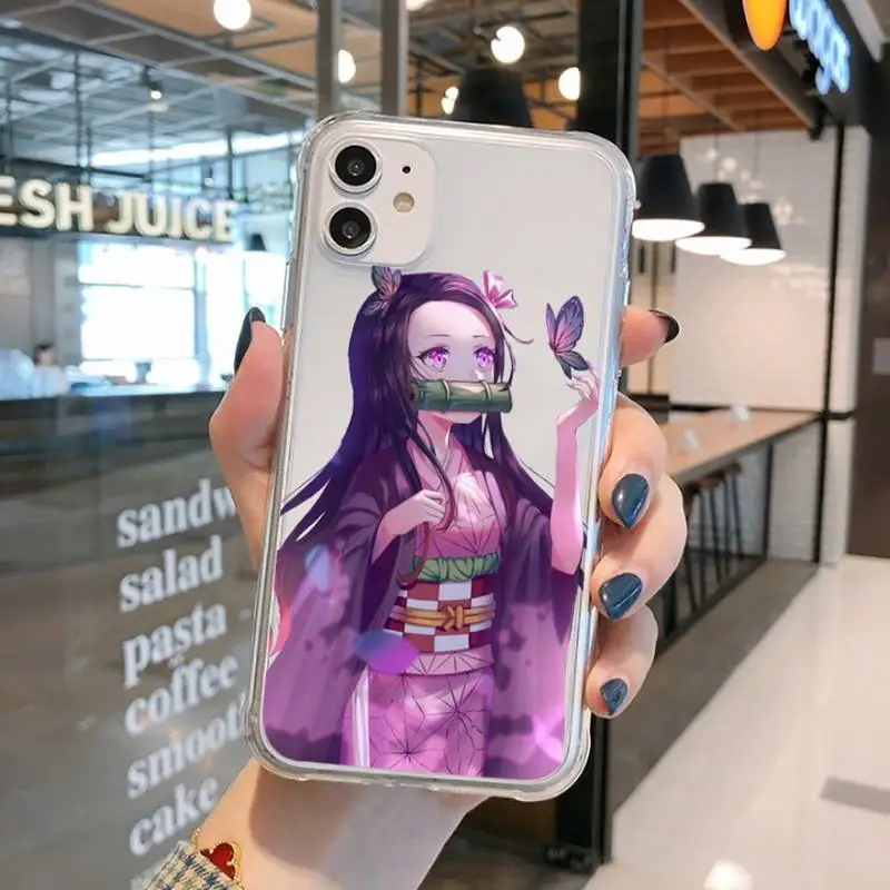 

Kimetsu No Yaiba Demon Slayer Anime Phone Case Transparent for iPhone 11 12 mini pro XS MAX 8 7 6 6S Plus X 5S SE 2020 XR