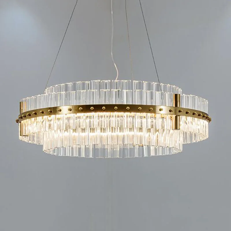 Современная люстра роскошный светодиодный хрустальный светильник двухслойная