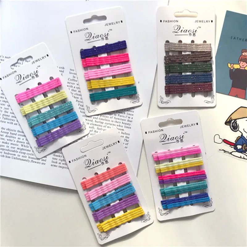 Популярные яркие цветные блестящие шпильки для волос из металлического сплава