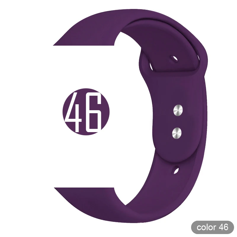 Мягкий силиконовый спортивный ремешок для Apple Watch 5 4 3 2 1 38 мм 42 мм, резиновый ремешок для часов Iwatch series 5 4 40 мм 44 мм - Цвет ремешка: Color 46